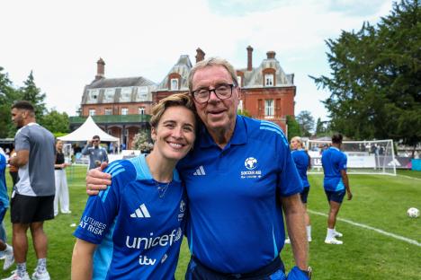 Vicky McClure and Harry Redknapp at a Soccer Aid for UNICEF training session.
