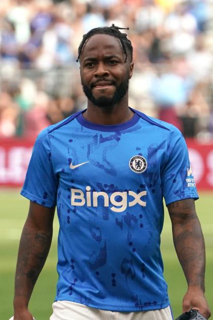 COLUMBUS, OHIO - AUGUST 03: Raheem Sterling #7 of Chelsea FC looks on before the pre-season friendly against Manchester Cityat Ohio Stadium on August 03, 2024 in Columbus, Ohio. (Photo by Jason Mowry/Getty Images)