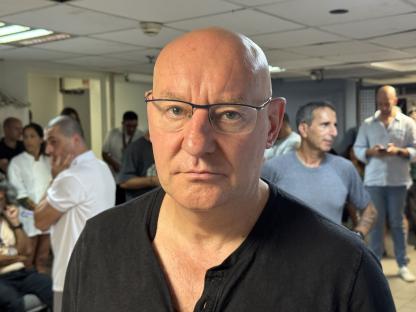 Tel Aviv resident in hotel bunker during missile attack.