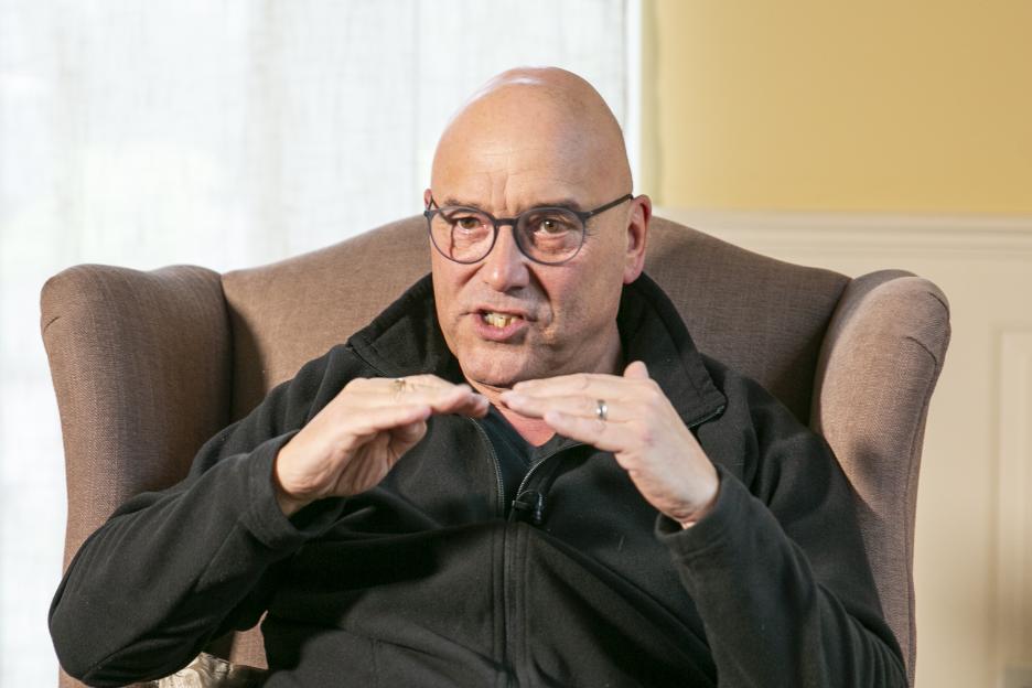 Gregg Wallace being interviewed.