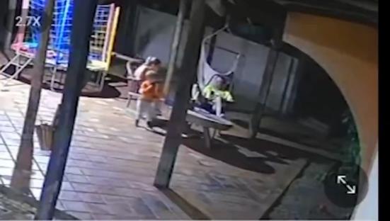 Security footage of a toddler accidentally shooting his mother.