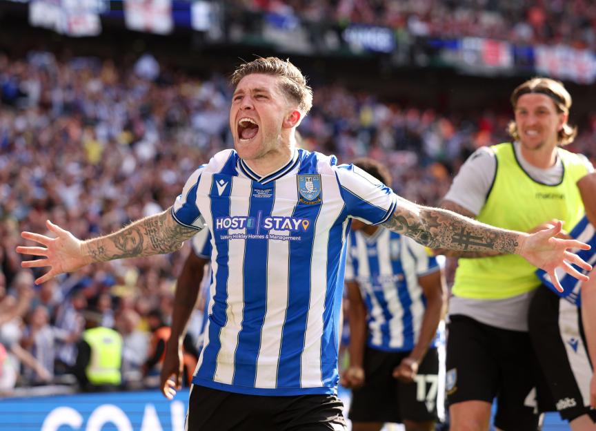 Josh Windass of Sheffield Wednesday celebrating a goal.
