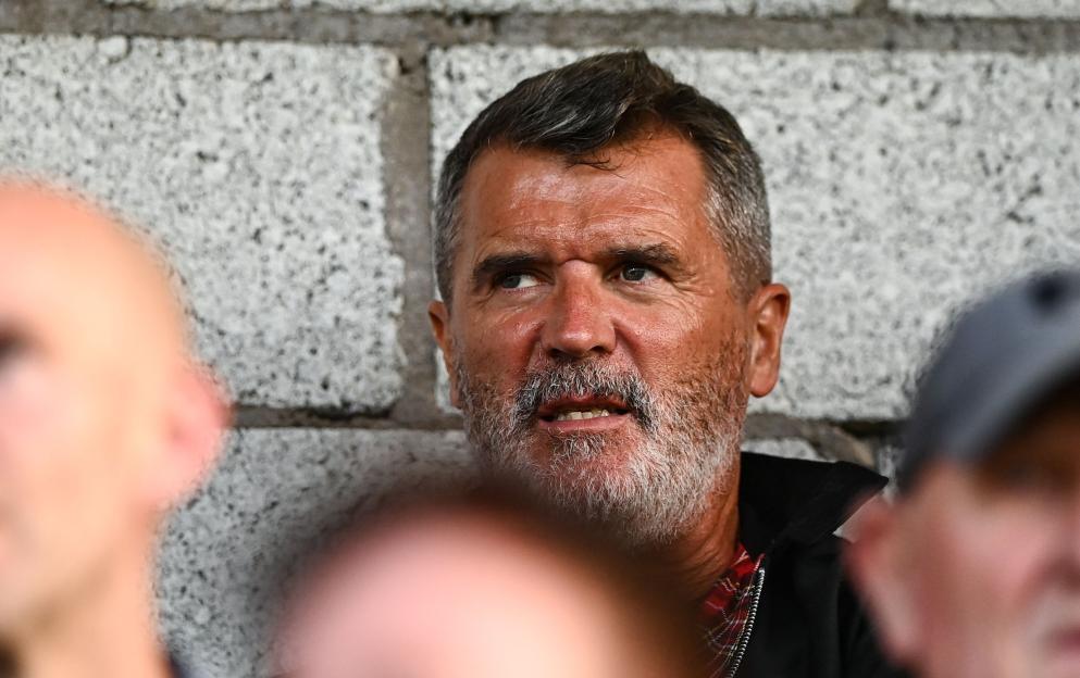 Roy Keane at a soccer match.