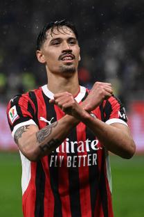Tijjani Reijnders of A.C. Milan celebrates scoring a goal.