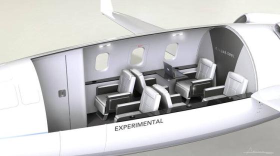 Illustration of the interior of the Otto Aviation Phantom 3500 jet.