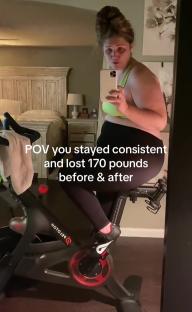 Before & after photos of a woman who lost 170 pounds.