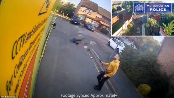 Bodycam footage of a police arrest.