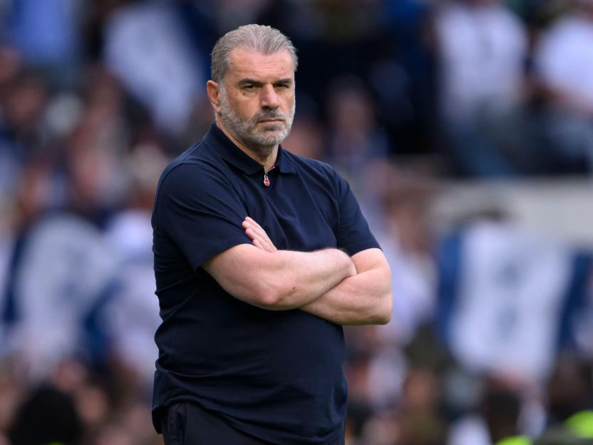 Ange Postecoglou, Tottenham Hotspur manager, at a Premier League match.