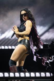 Charli XCX performing at Glastonbury Festival.