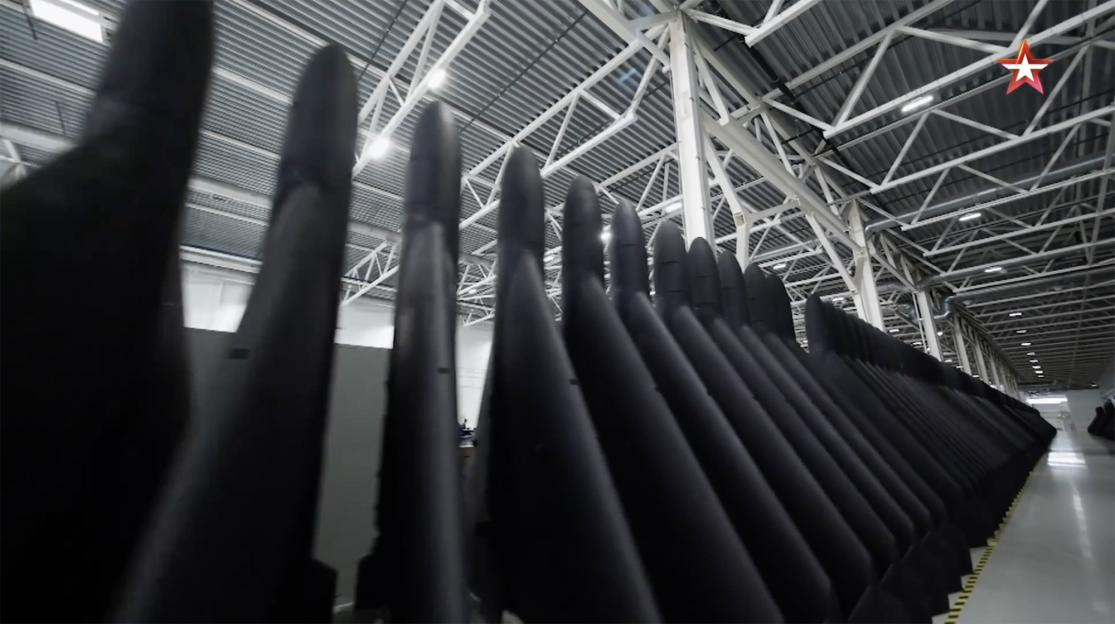 Rows of Geran-2 drones in a Russian factory.