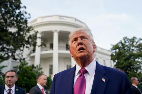 President Trump speaking outside the White House.