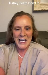 Woman discussing her experience with Turkey teeth.