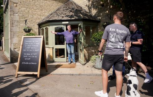 Jeremy Clarkson at the opening of his pub, The Farmer's Dog.