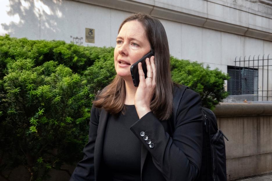 Assistant U.S. Attorney Maurene Comey on a phone call.