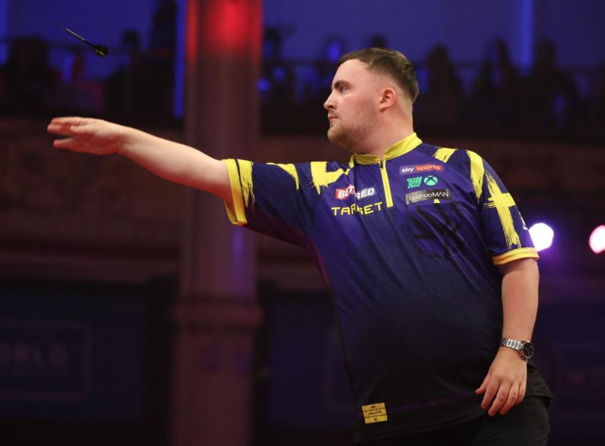 Mandatory Credit: Photo by Chris Sargeant/ProSports/Shutterstock (15406771eo) Luke Littler during the Betfred World Matchplay Darts at Winter Gardens, Blackpool 20/07/2025., World Matchplay Darts - 20 Jul 2025