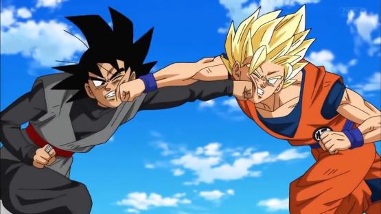 Illustration of two anime characters fighting.