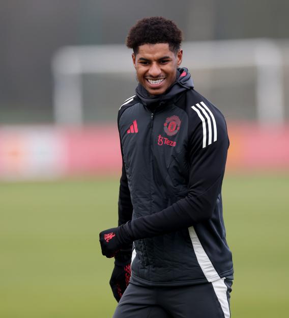 Marcus Rashford of Manchester United at a press conference.