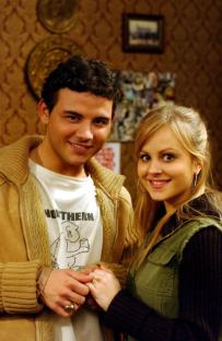 No Merchandising. Editorial Use Only Minimum use fee ¿50 Mandatory Credit: Photo by ITV/REX/Shutterstock (766586db) 'Coronation Street' TV - 2006 - Jason Grimshaw (Ryan Thomas) and Sarah Platt (Tina O'Brien) announce their engagement ITV ARCHIVE