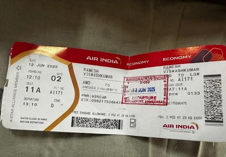 Air India boarding pass.