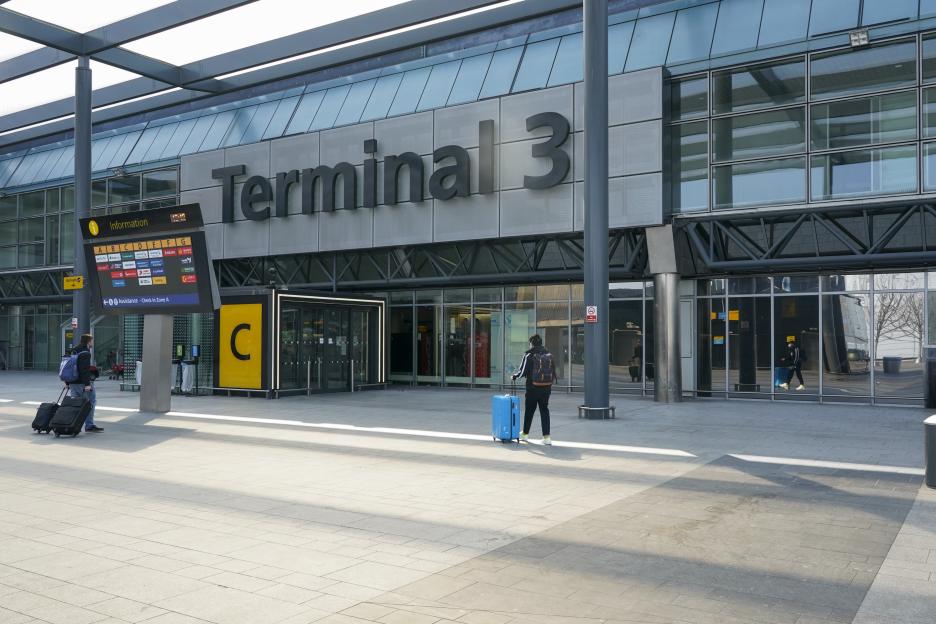 Heathrow Airport Terminal 3 exterior.