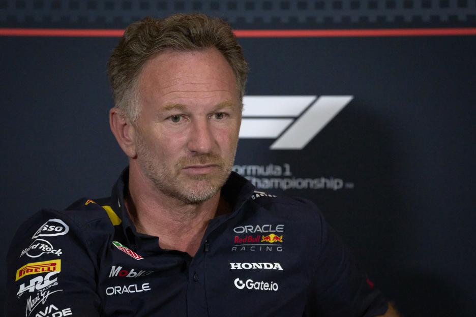 Christian Horner, former Red Bull team principal, at a news conference.