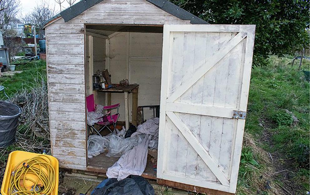 Photo of a shed where a baby's body was found.
