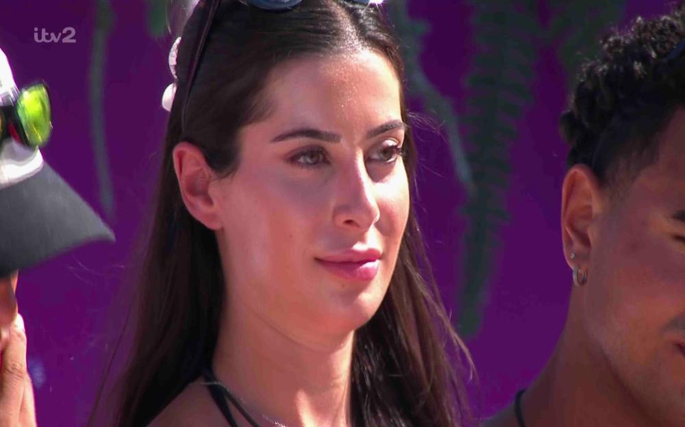 Close-up of a woman from Love Island.