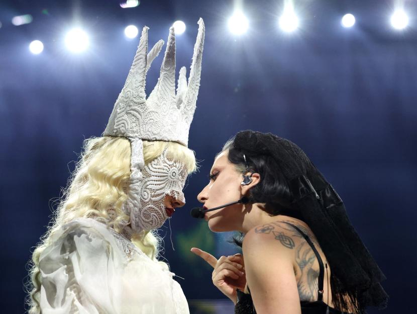 Lady Gaga performing on stage.
