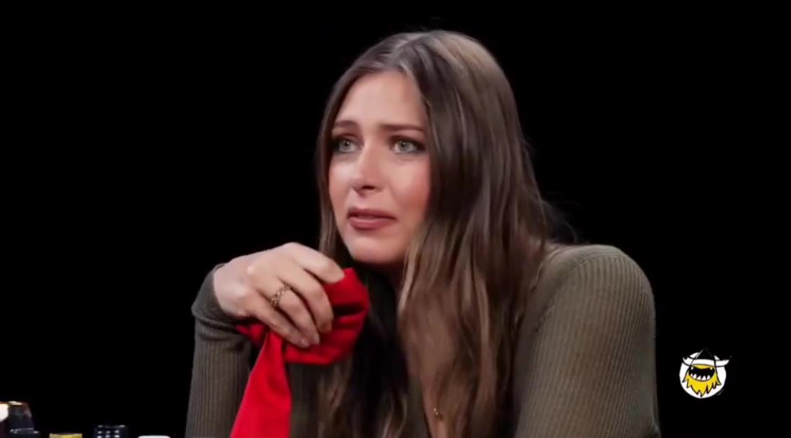Maria Sharapova crying on Hot Ones.