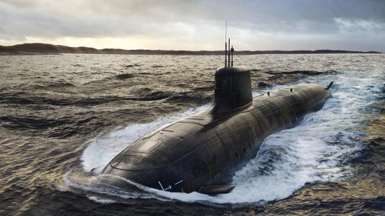 SSN-AUKUS submarine at sea.