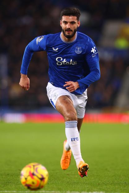 Armando Broja of Everton in action during a Premier League match.