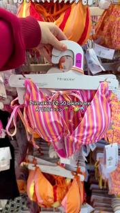Primark's £2.50 pink and orange striped bikini.