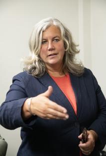 Heidi Alexander, Transport Secretary, gesturing.