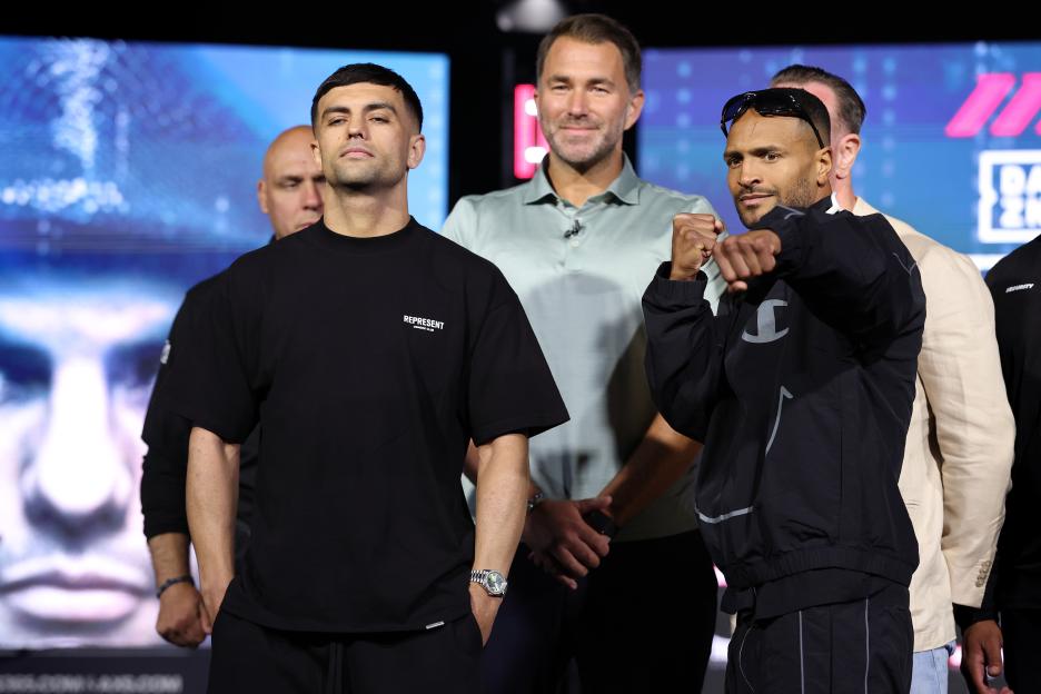 Jack Catterall and Harlem Eubank at a press conference.