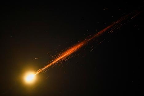 Intercepted missiles seen from Ashkelon, Israel.