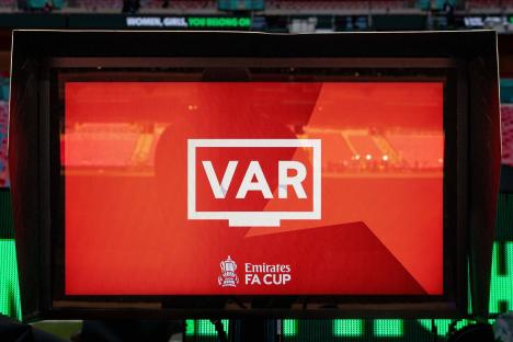 VAR screen at the Emirates FA Cup Final.