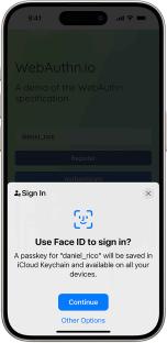 iPhone screen showing Face ID sign-in prompt.