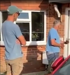 Farmer confronting fly-tipper at her home.