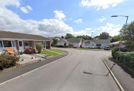 Street view of residential area in Bude, England, where a murder investigation took place.