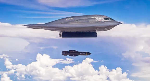 B-2 Spirit bomber releasing a bomb.