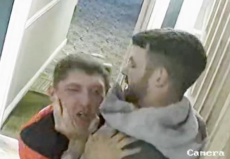 CCTV footage of a bar fight.
