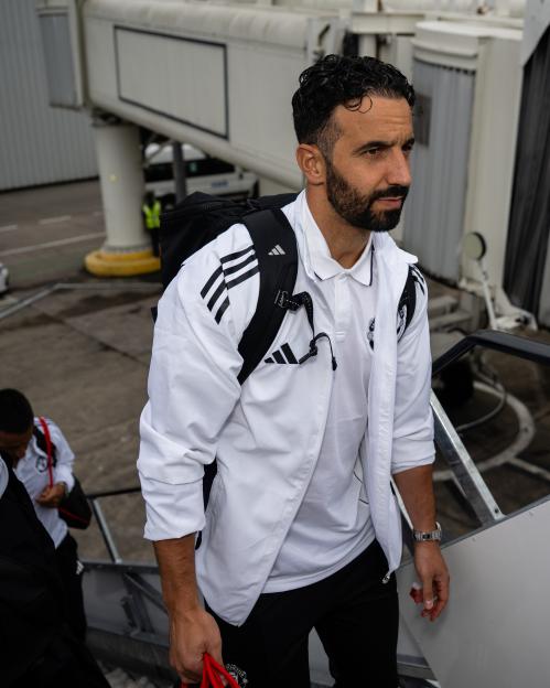 Ruben Amorim at Manchester Airport.