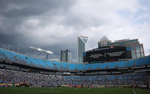 Mandatory Credit: Photo by Xinhua/Shutterstock (15378697i) The screen shows the match is suspended due to severe weather during the round of 16 match between Portugal's SL Benfica and England's Chelsea FC at the FIFA Club World Cup 2025 at the Bank of America Stadium, Charlotte, the United States, June 28, 2025. u.s. Charlotte Football Fifa Club World Cup Sl Benfica vs. Chelsea Fc - 28 Jun 2025
