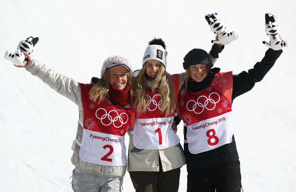 Olympic snowboard big air medalists: gold, silver, and bronze.