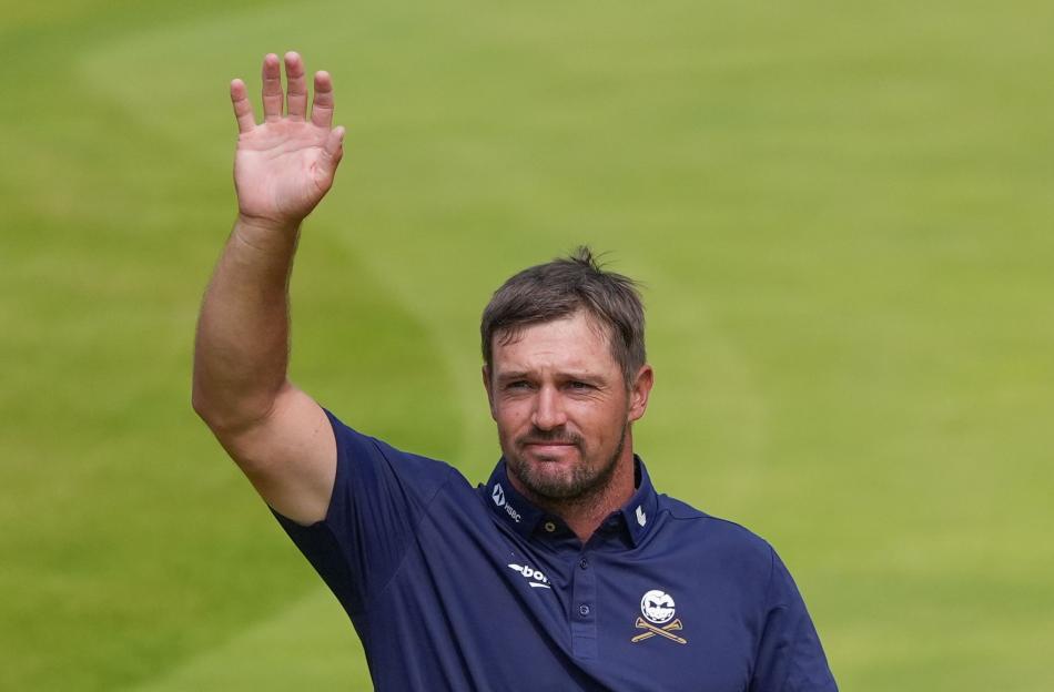 Bryson DeChambeau waving at The Open Championship.