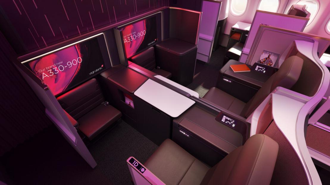 Illustration of a Virgin Atlantic A330-900 retreat suite.