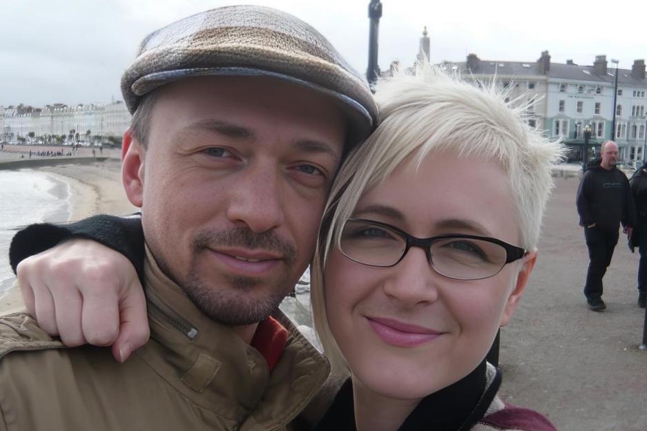 Close-up selfie of a couple.
