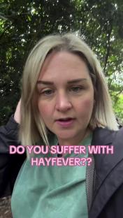 Woman asks if you suffer from hay fever.