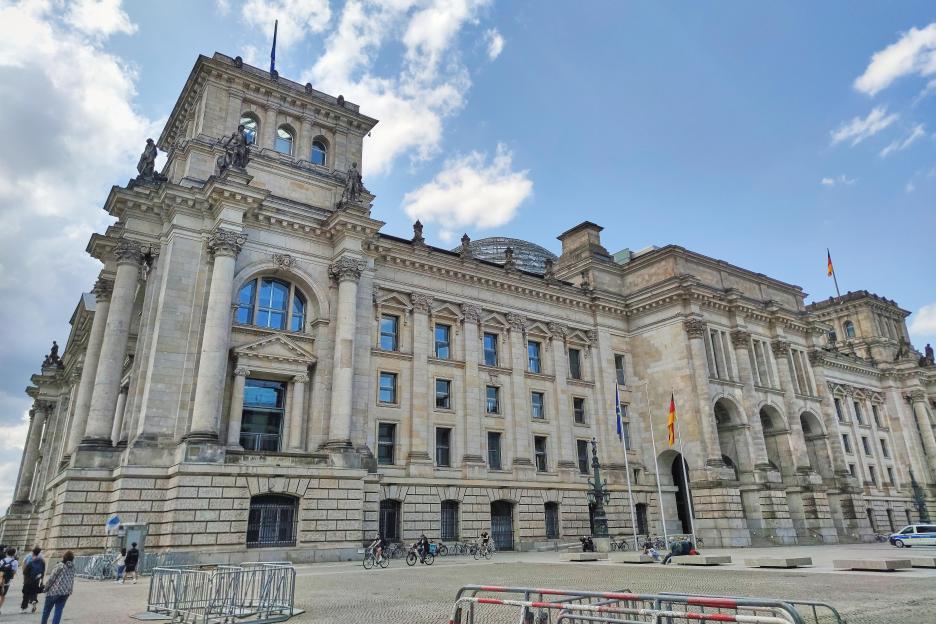 The Reichstag Building in Berlin, Germany, seen from the east.