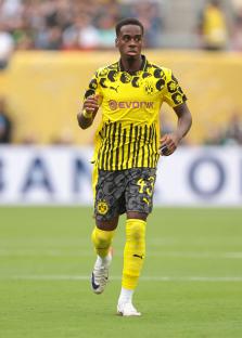 Jamie Byno-Gittens of Borussia Dortmund at a soccer match.
